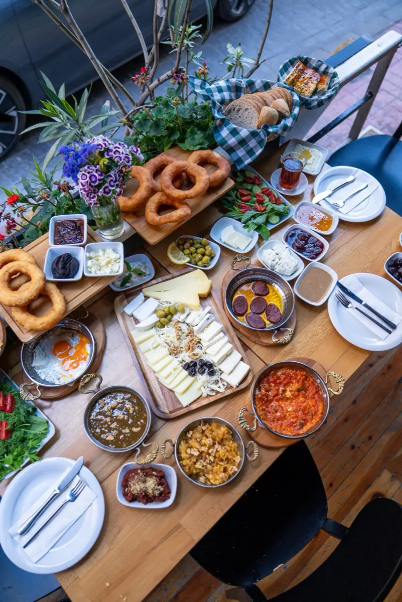Van breakfast table prepared for two guests