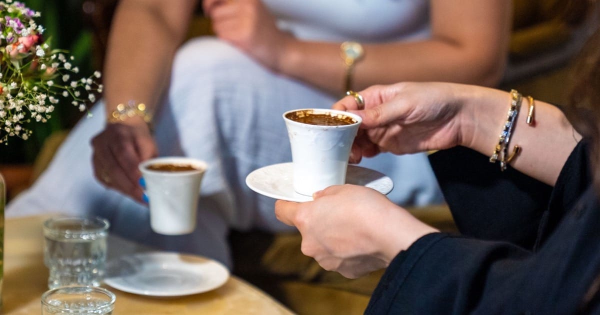 Foamy Turkish coffee prepared with milk