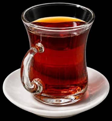 Fresh Turkish tea in a tulip-shaped glass